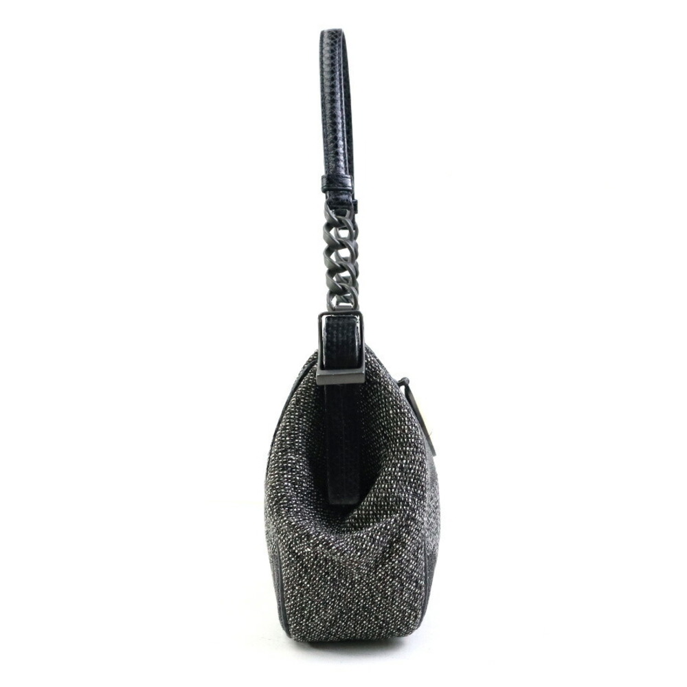 Bottega Veneta gray canvas black handbag